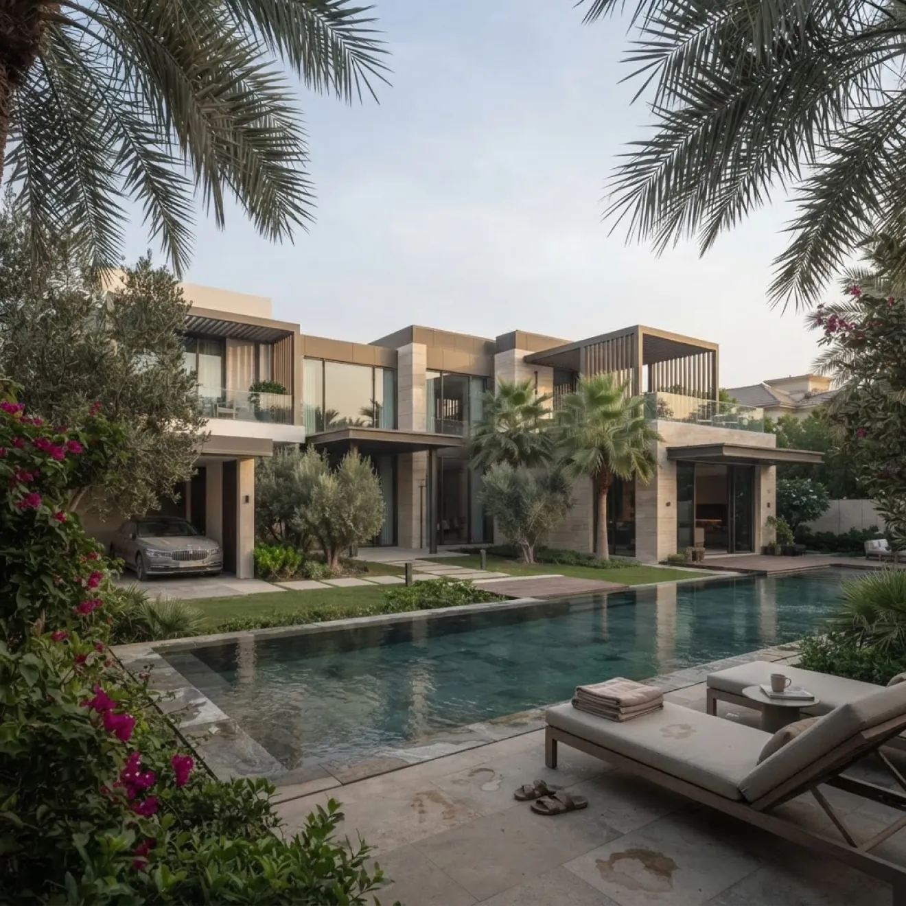 Contemporary villa with pool and landscaped garden
