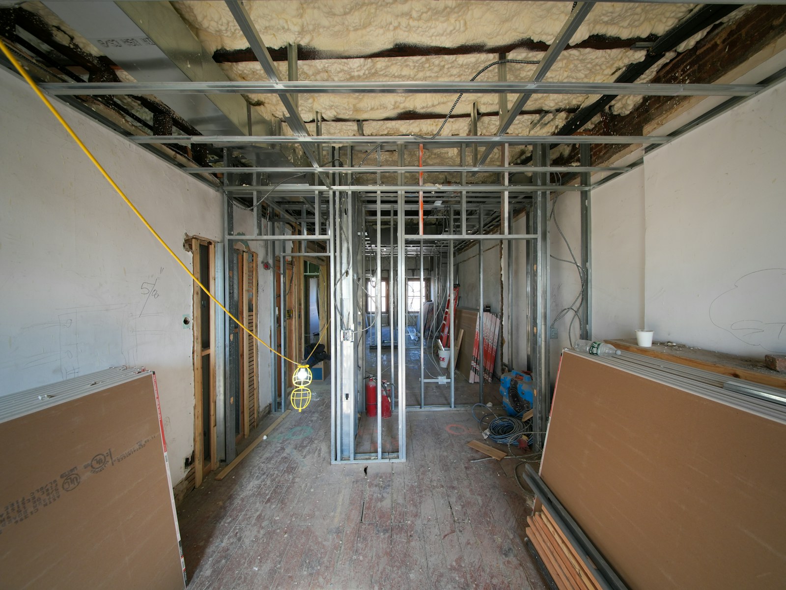 Fit out scope of works showing new partitions and framing