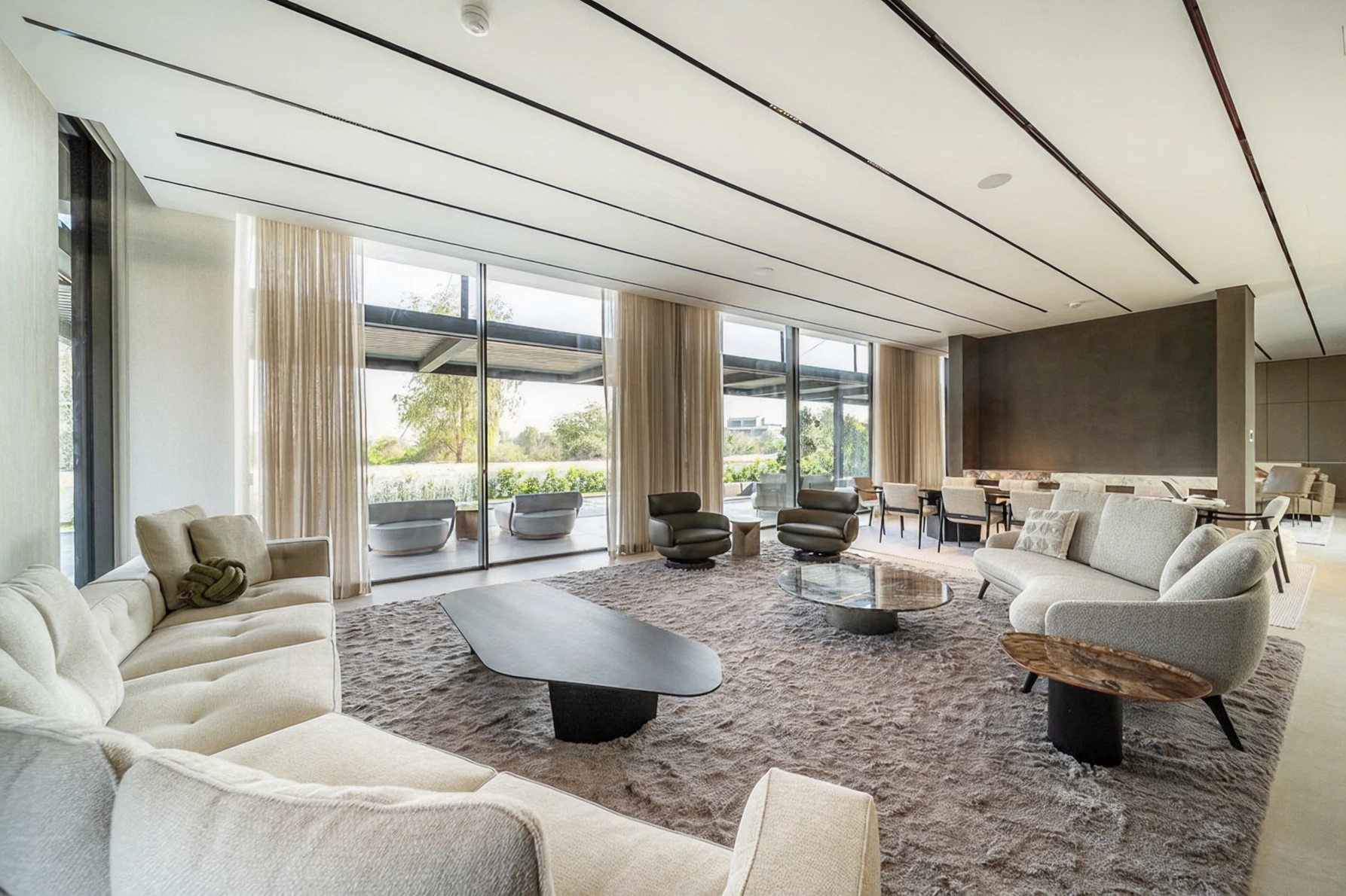 Private villa lounge completed after fit out approvals in Dubai Hills
