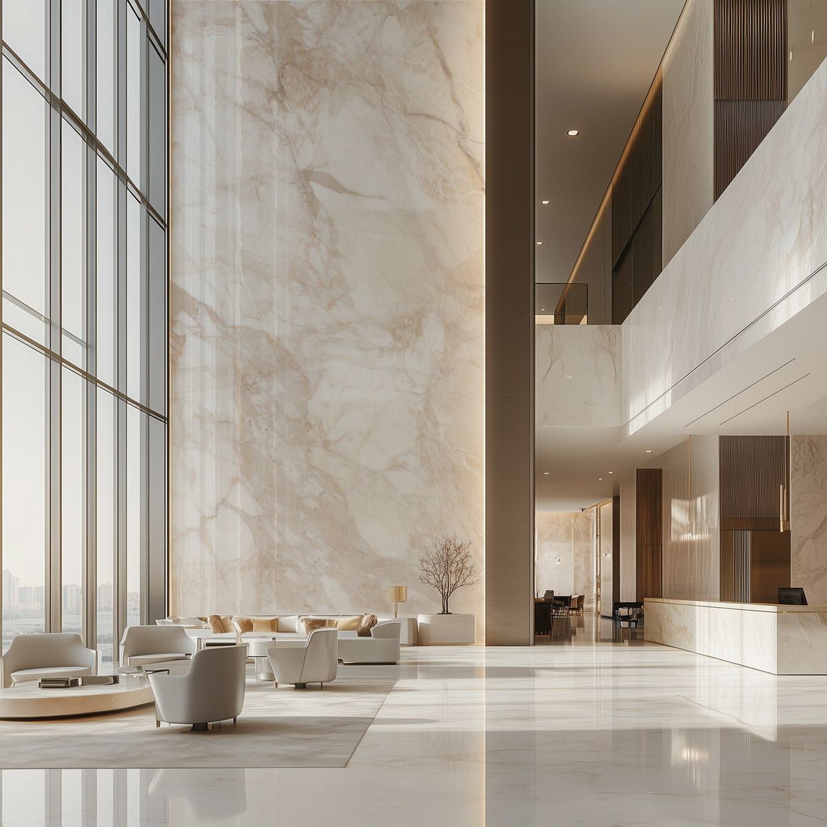 Imported marble feature wall as a long-lead fit out item in Dubai