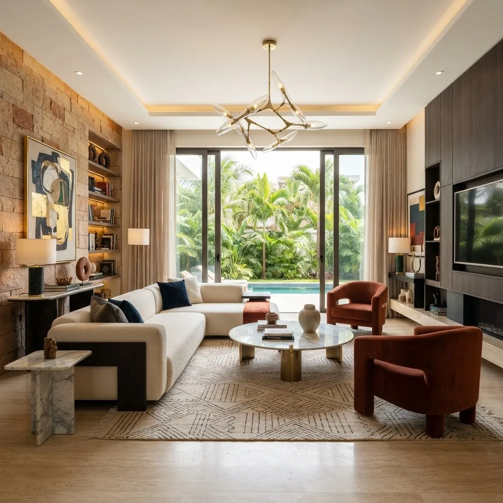 ISO-certified interior design company in Nigeria: family living room with tailored furnishings