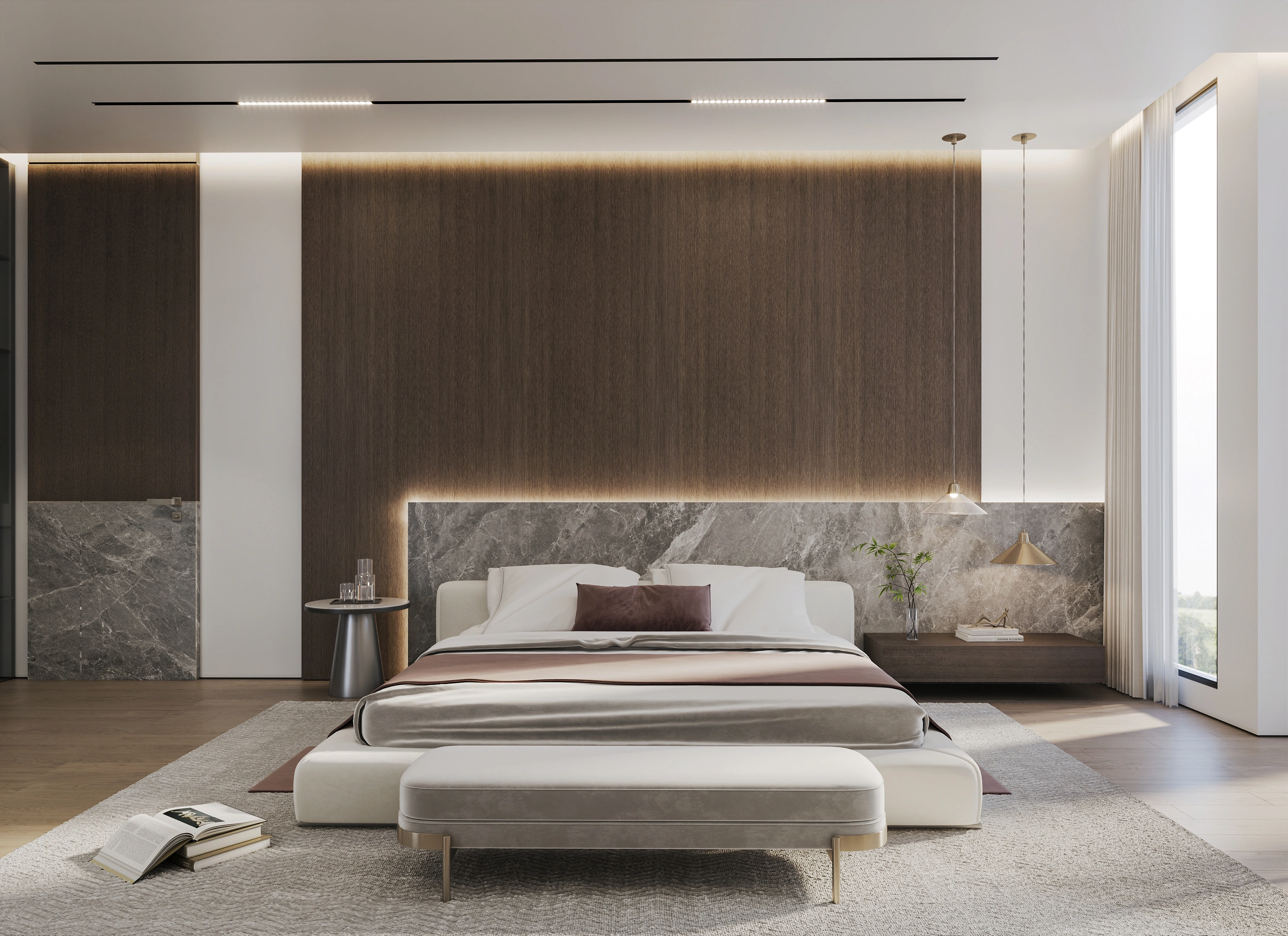 Completed bedroom interior ready for handover, installation and progress reporting for Abuja residences