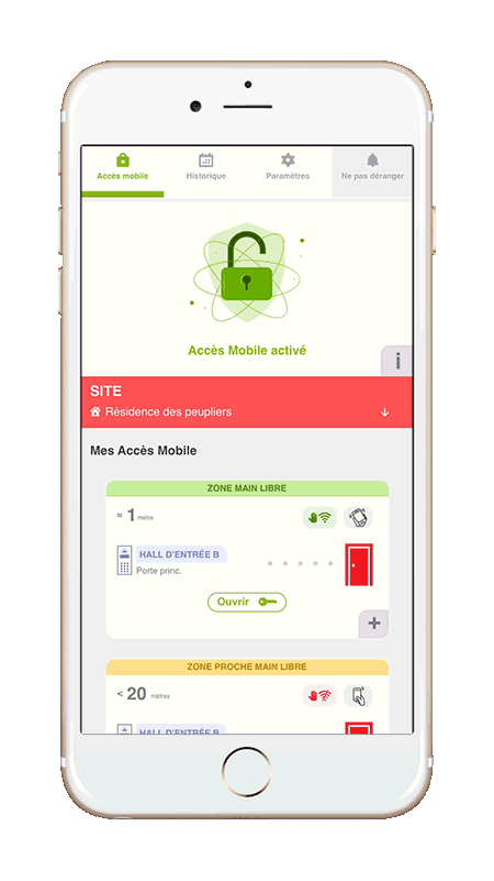Animation de l'accès mobile par appui sur le bouton
