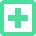 Green square icon with a white medical cross symbol in the center.