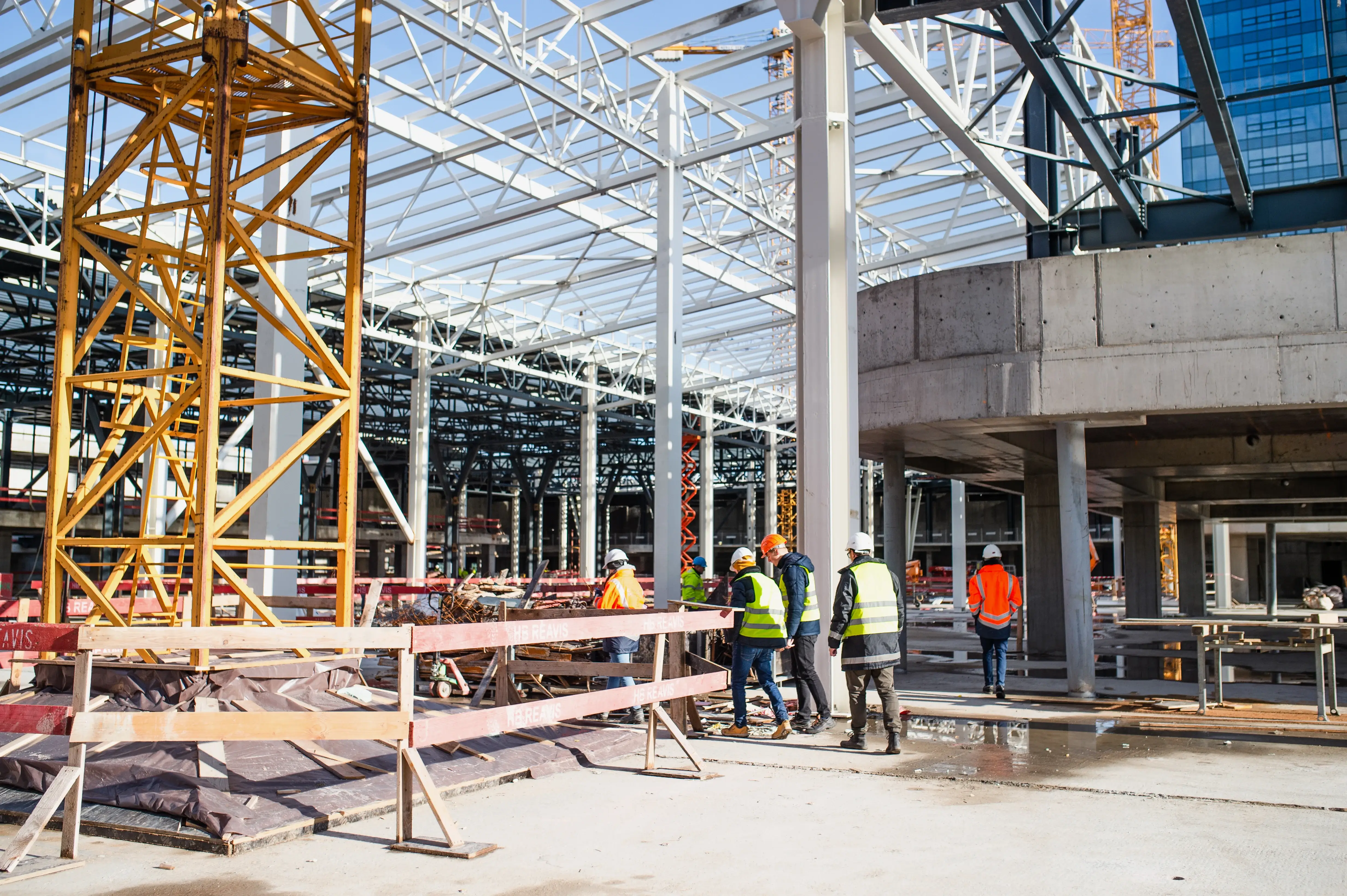 Office Build Out with construction workers