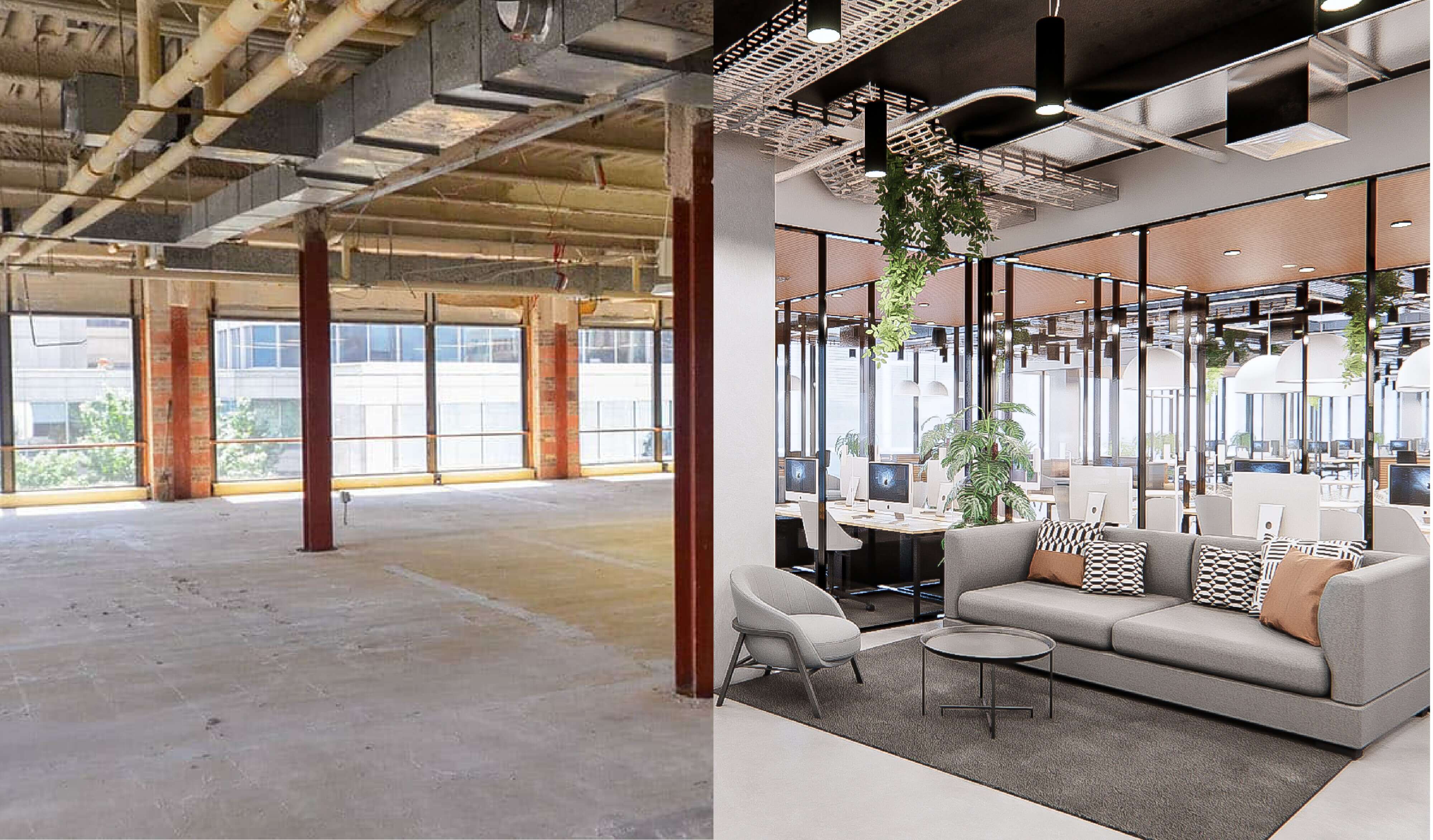 office floor - before and after qbiq