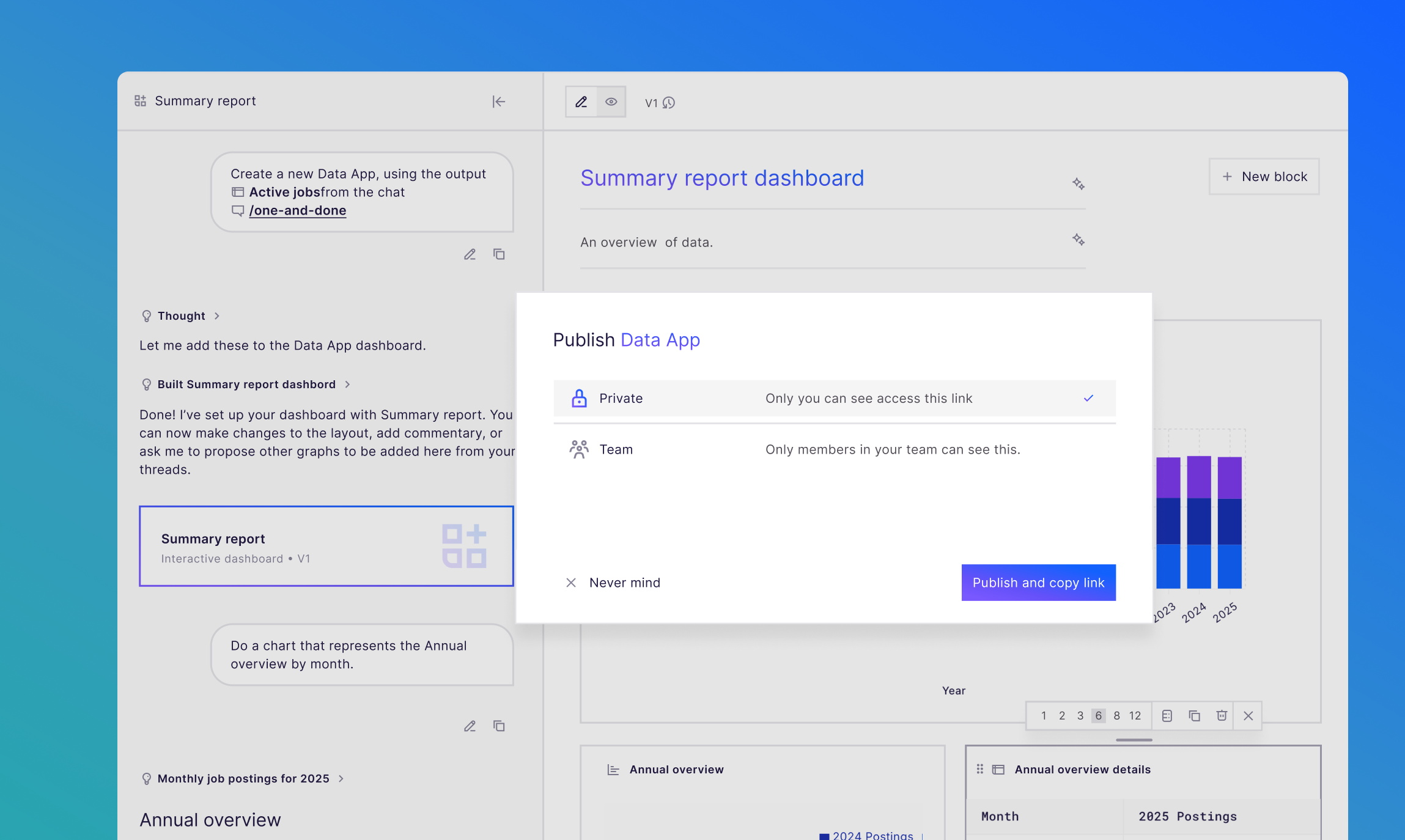 Data Apps sharing and publishing