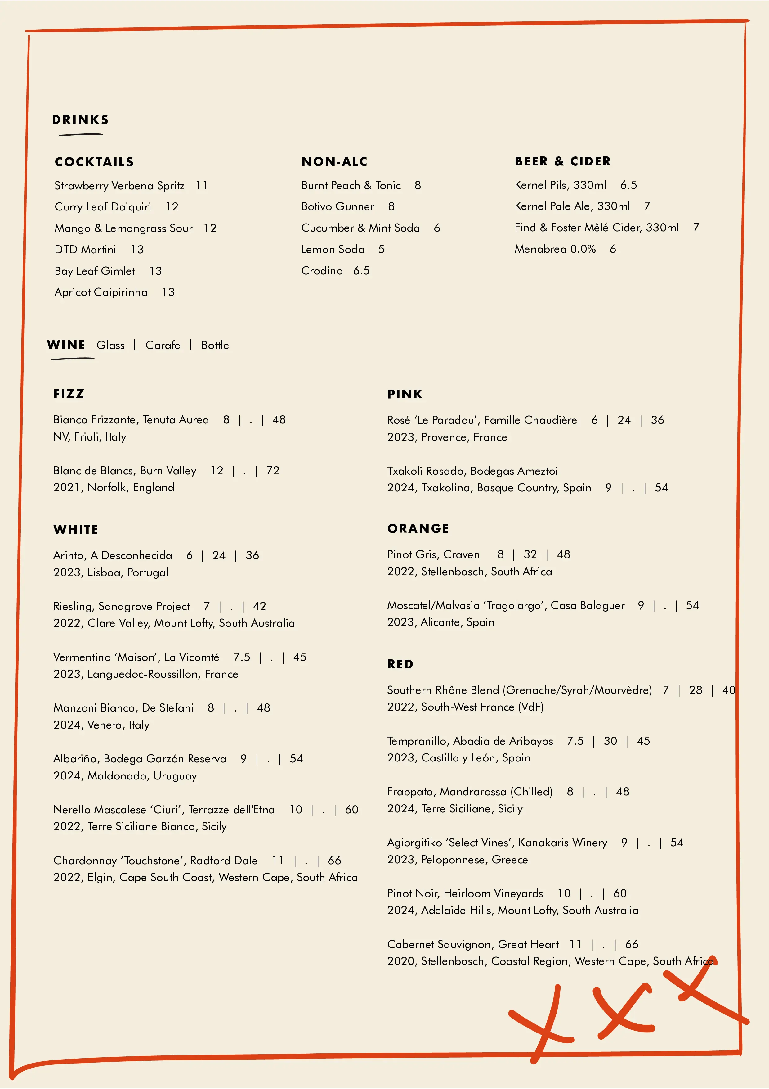 Restaurant Drinks