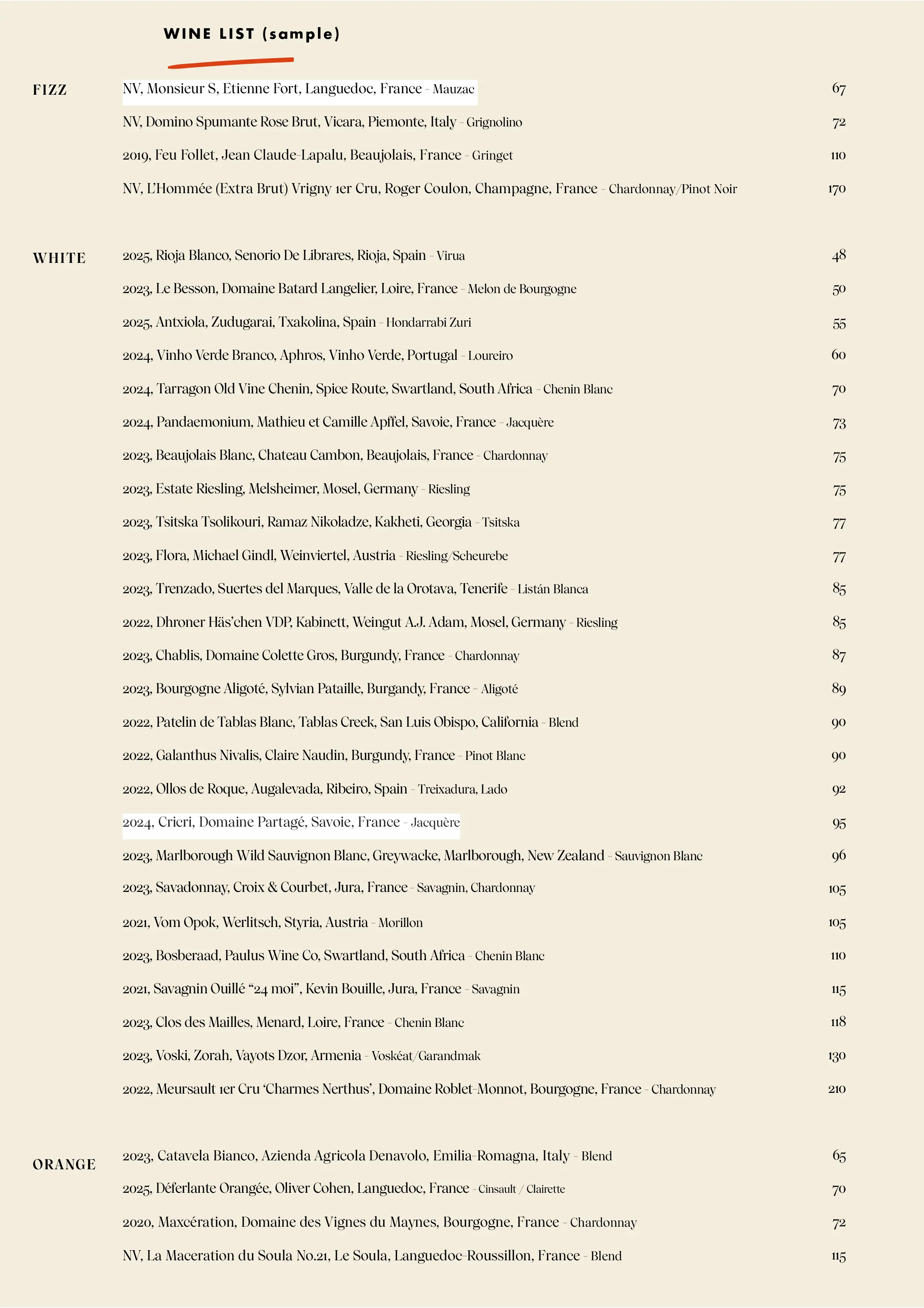 Wine List Item 1