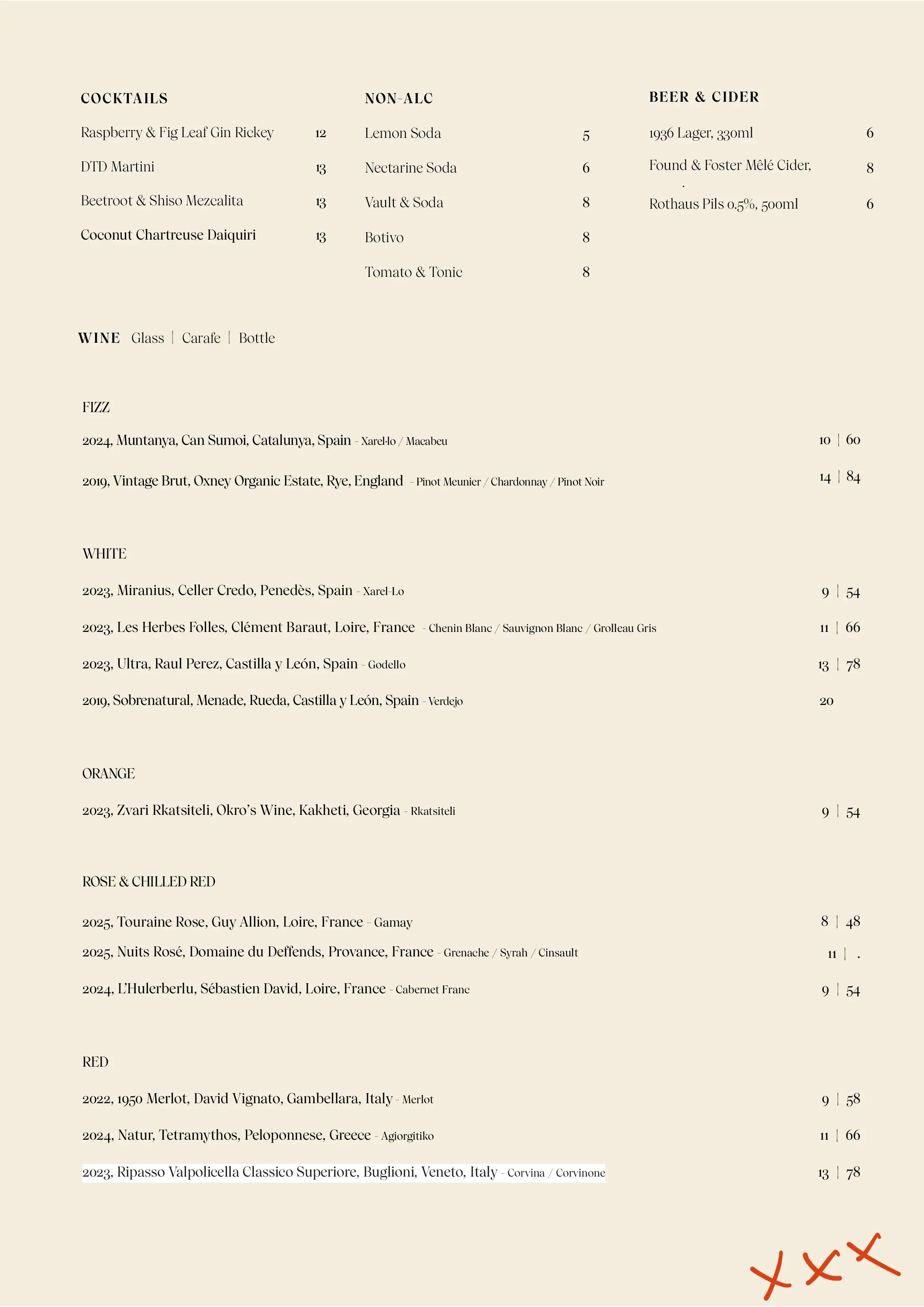 Restaurant Drinks