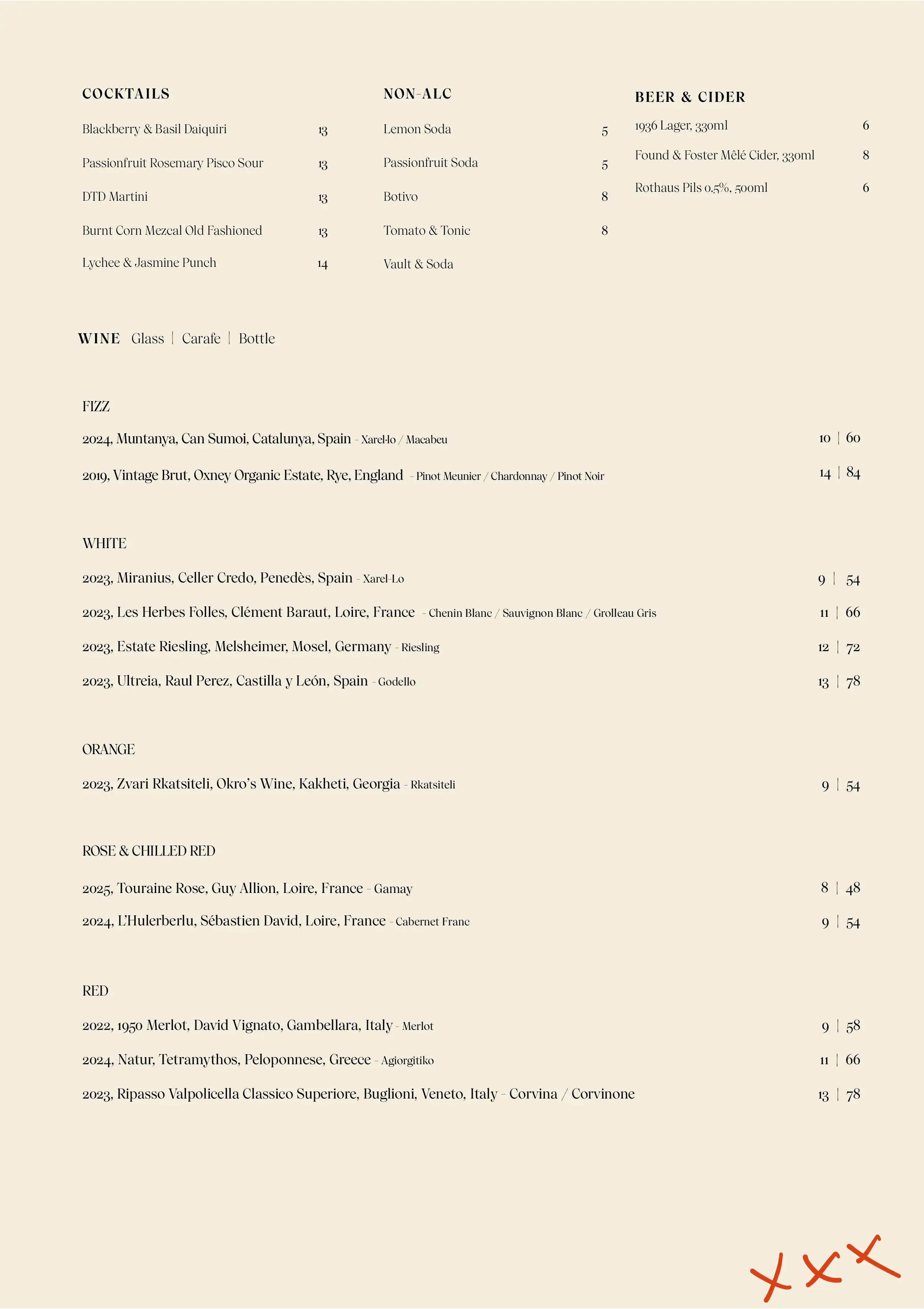 Restaurant Drinks