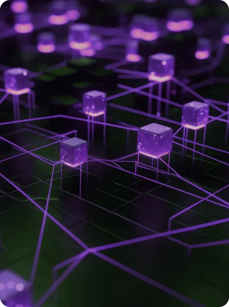 An image depicting multiple interconnected cubes forming a chain, symbolizing blockchain technology and its application in supply chain management.