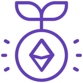 An icon representing a new cryptocurrency with a growing plant, symbolizing its growth and potential in the digital market