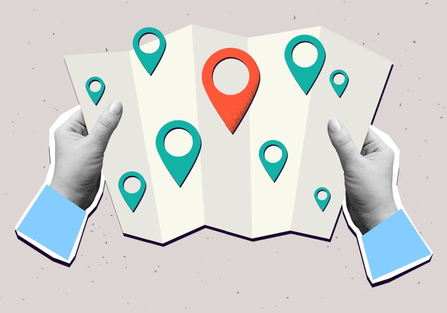 Custom Airbnb map collage showing a listing's location and nearby attractions