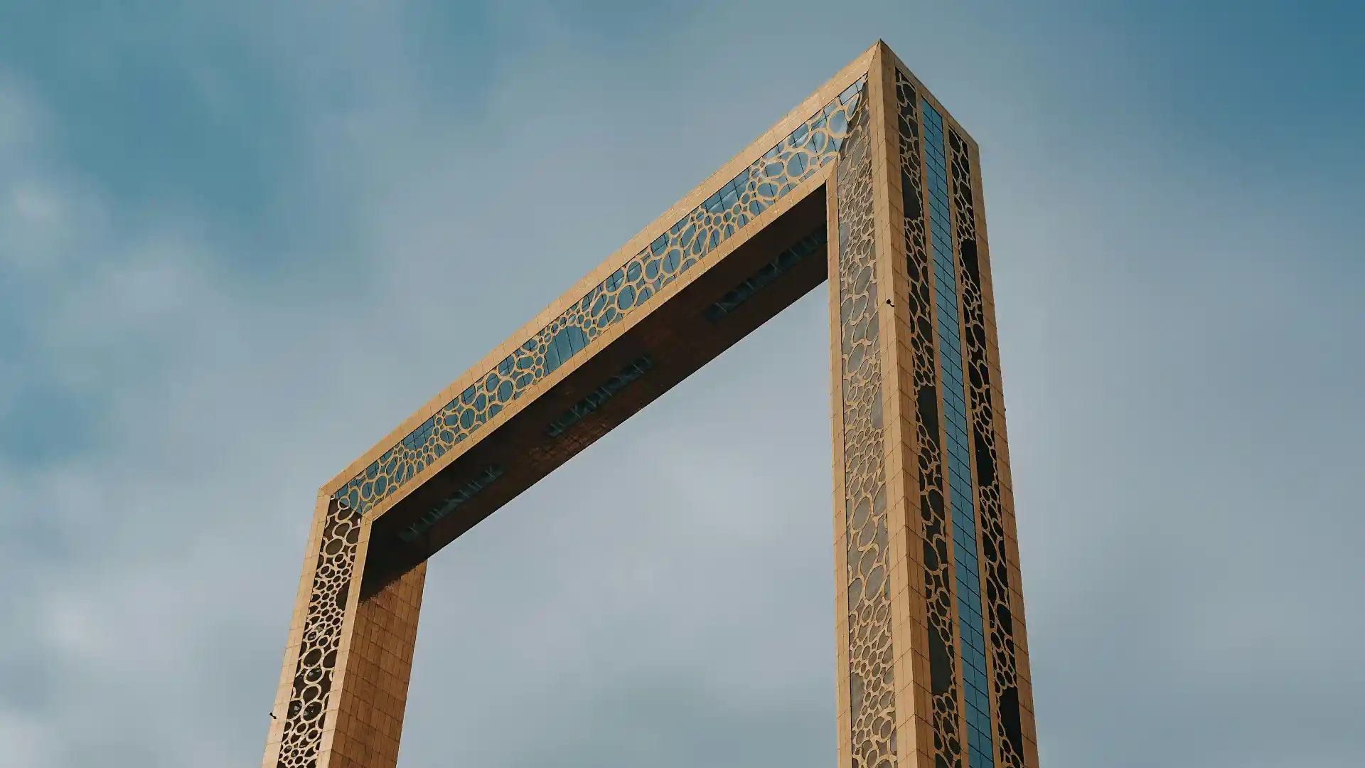 Dubai Frame against a clear blue sky – iconic architectural landmark in Dubai, UAE.