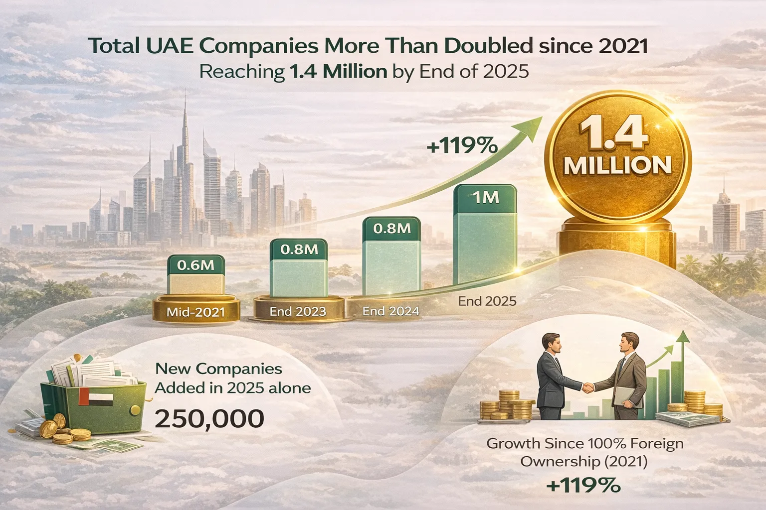 Insight Data about UAE Companies growth reaching 1.4 million by 2025 visualization