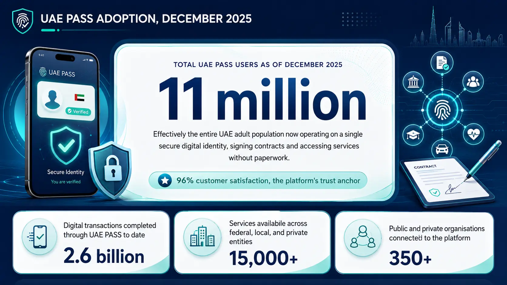 Data Insight about UAE Pass Adoption December 2025 showing 11 million users