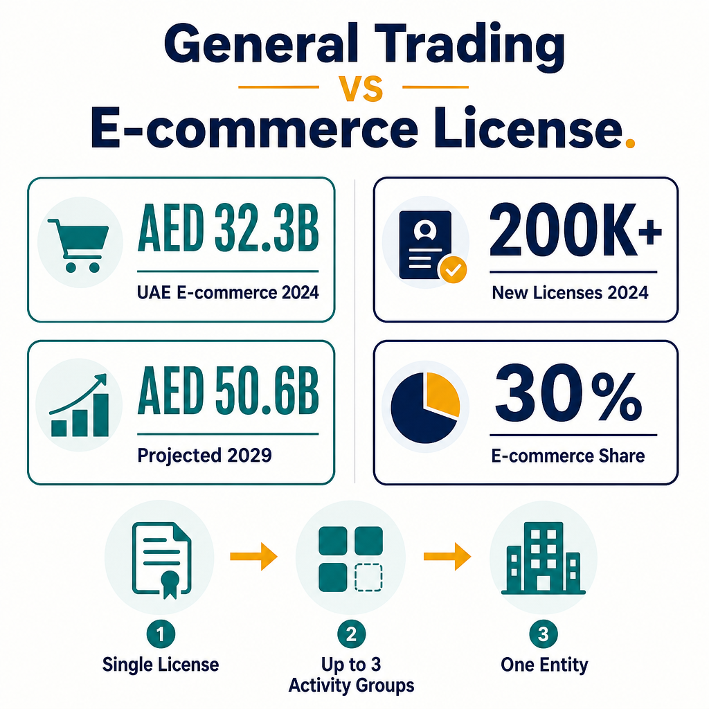 Infographic: General Trading vs E-commerce License In Dubai: What's the Difference?
