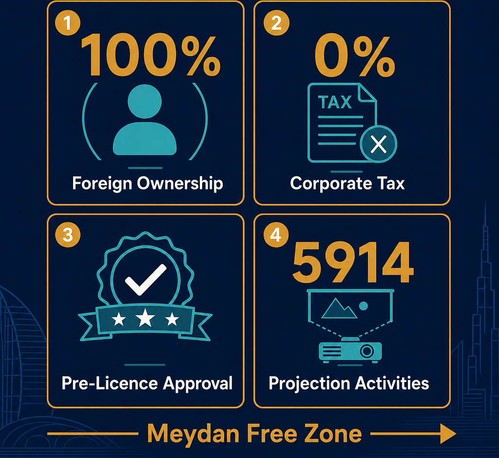 Infographic: How to Start a Motion Picture Projection Activities Business in Dubai with Meydan Free Zone