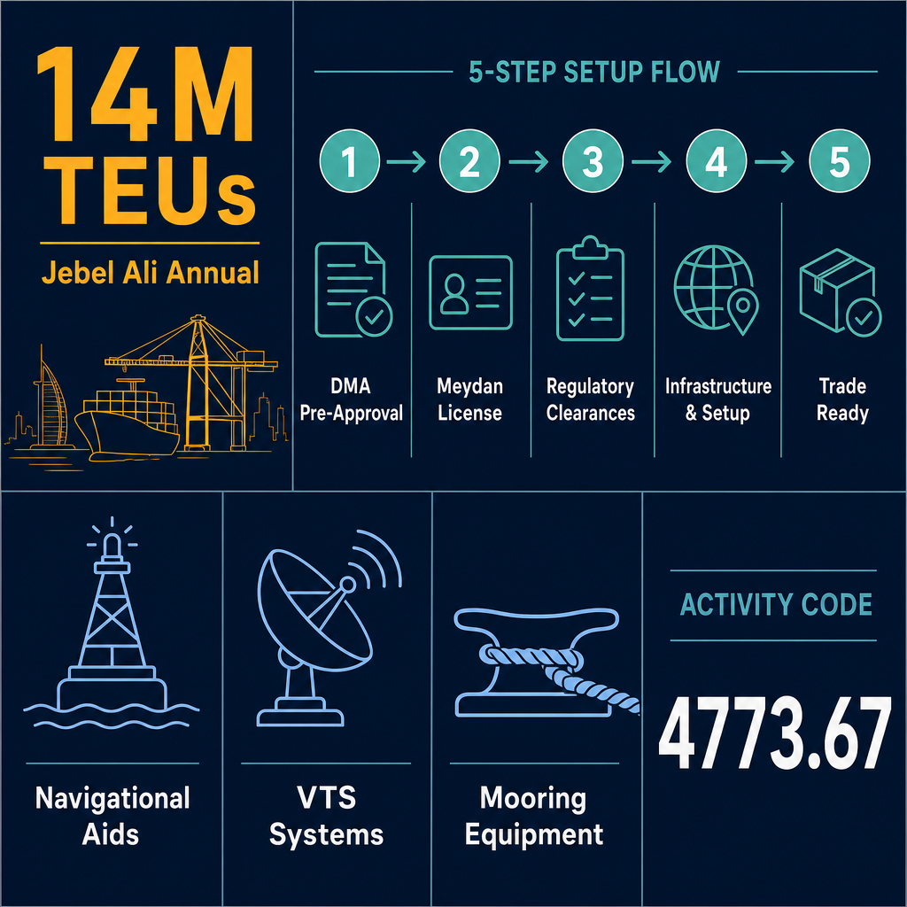 Infographic: How to Start a Ports & Marine Guide Equipment Trading Business with Meydan Free Zone