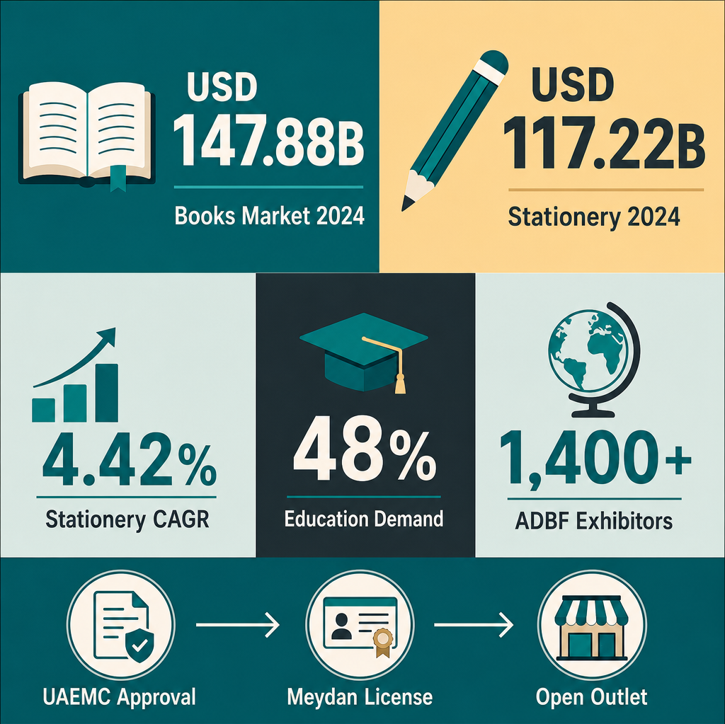 Infographic: How to Start a Publications and Stationery Outlet Business with Meydan Free Zone