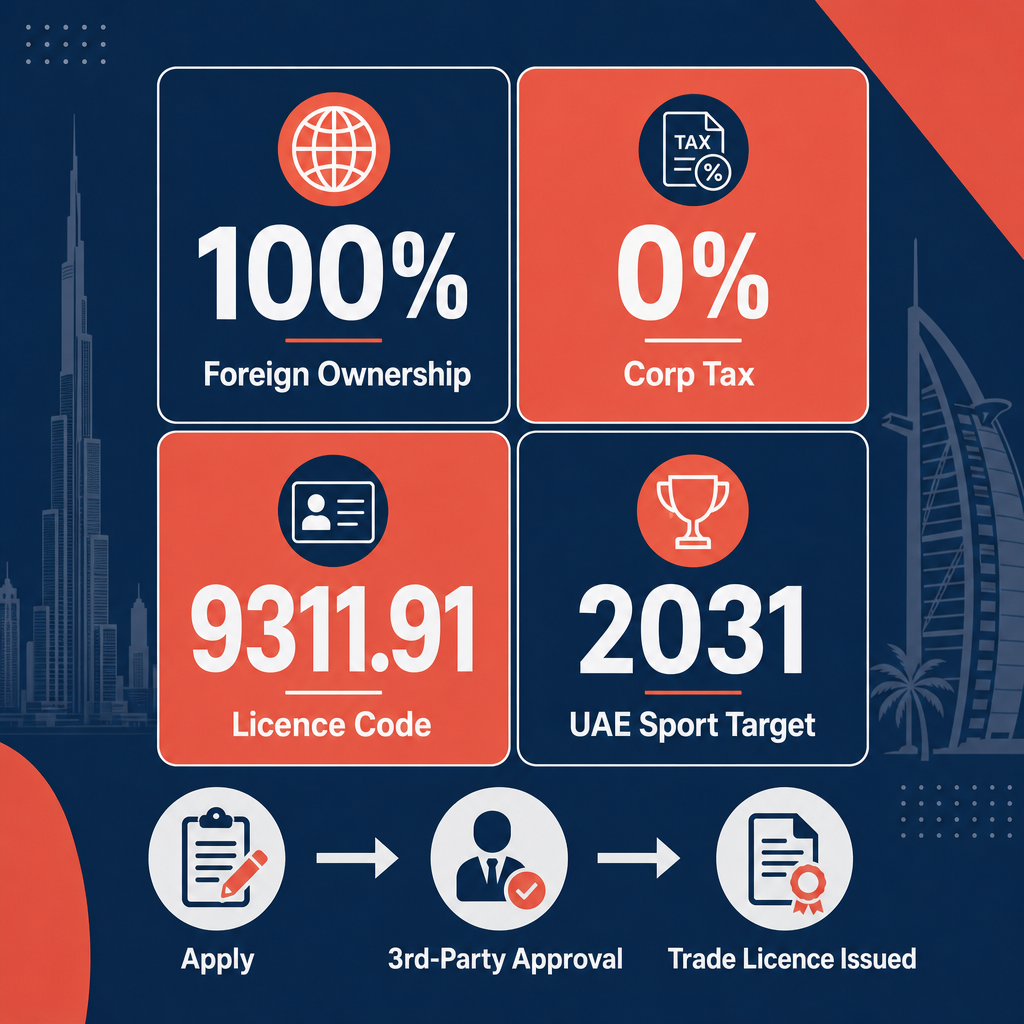 Infographic: How to Start a Rallies and Sport Tournaments Organising Business in Dubai with Meydan Free Zone