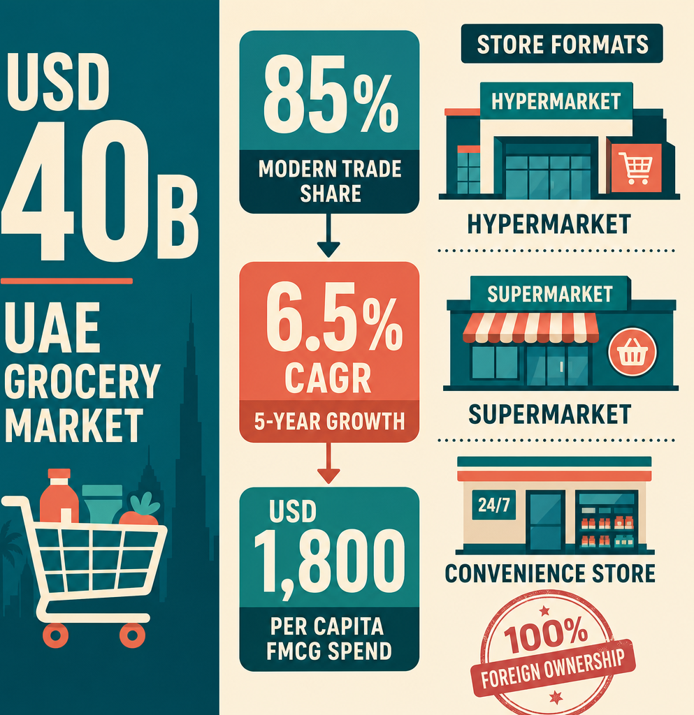 Infographic: How to Start a Retail Sale in Non-Specialized Stores With Food and Beverages Business with Meydan Free Zone