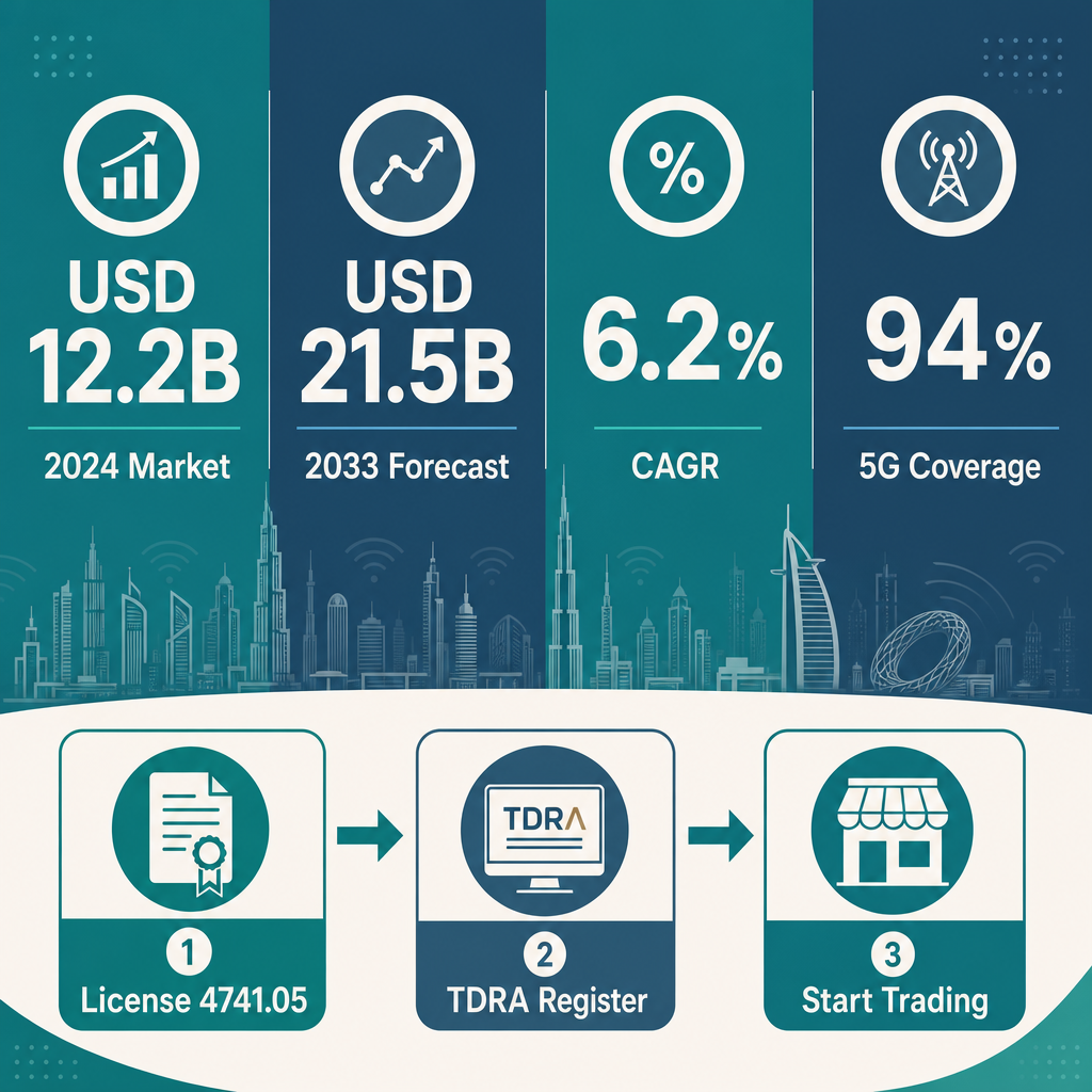Infographic: How to Start a Retail Sale Of Telecommunication Equipment Business with Meydan Free Zone
