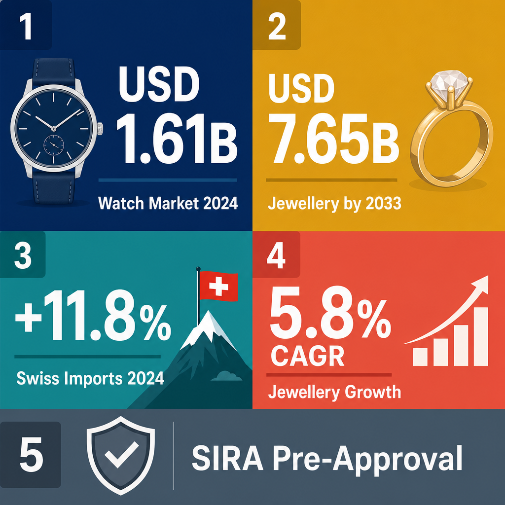 Infographic: How to Start a Retail Sale of Watches, Clocks and Jewellery Business with Meydan Free Zone