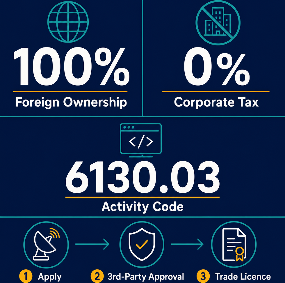 Infographic: How to Start a Provision Of Internet Access By The Operator Of The Satellite Infrastructure Business in Dubai with Meydan Free Zone