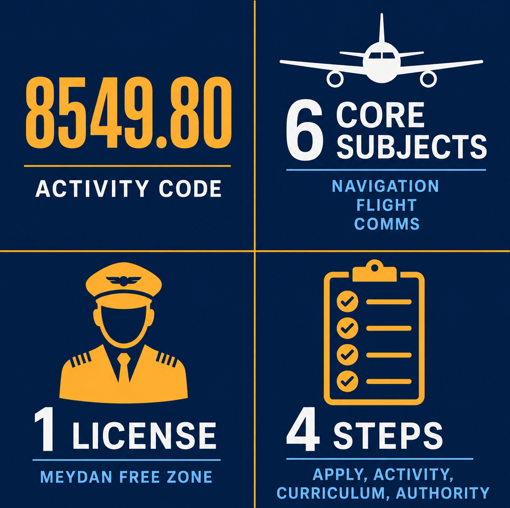 Infographic: How to Start an Aviation Services and Training Business in Dubai Meydan Free Zone?