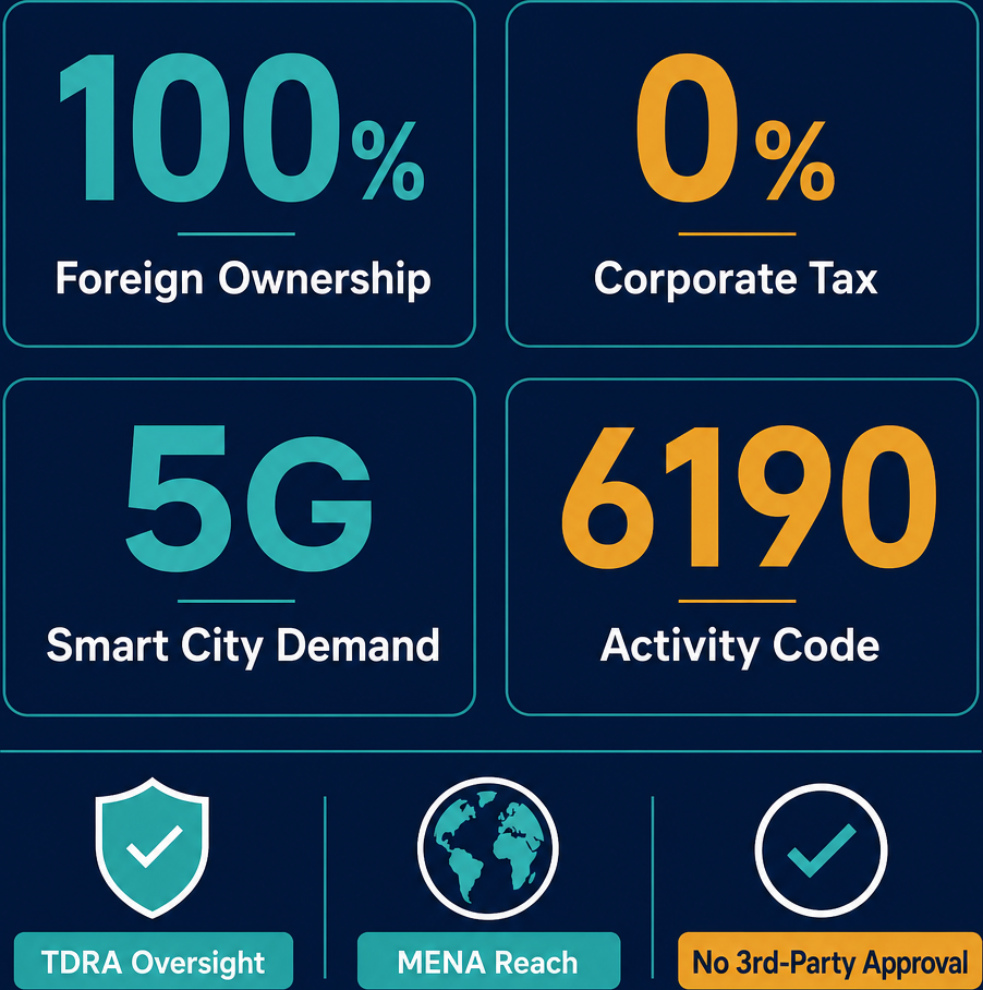 Infographic: How to Start an Other Telecommunications Activities Business in Dubai with Meydan Free Zone