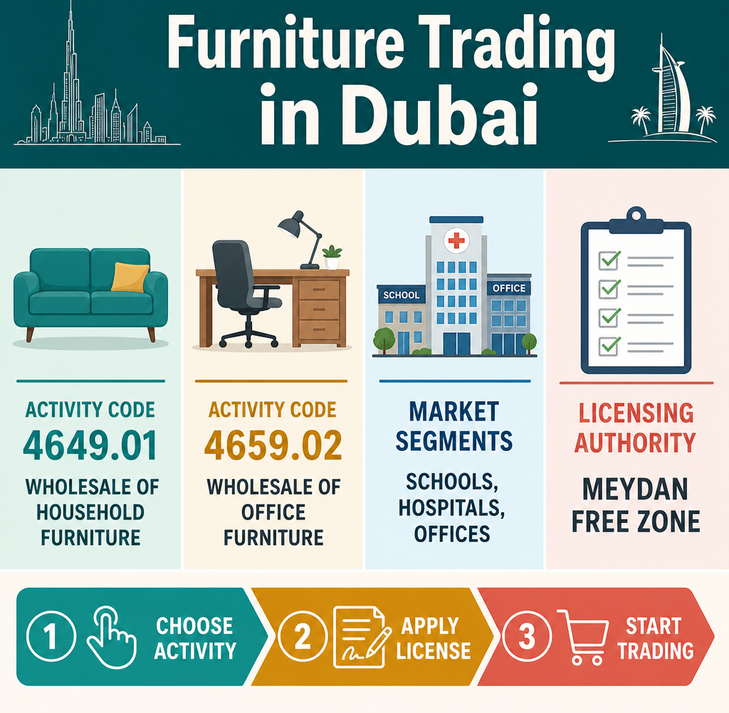 Infographic: How to Start Furniture Trading in Dubai with Meydan Free Zone?