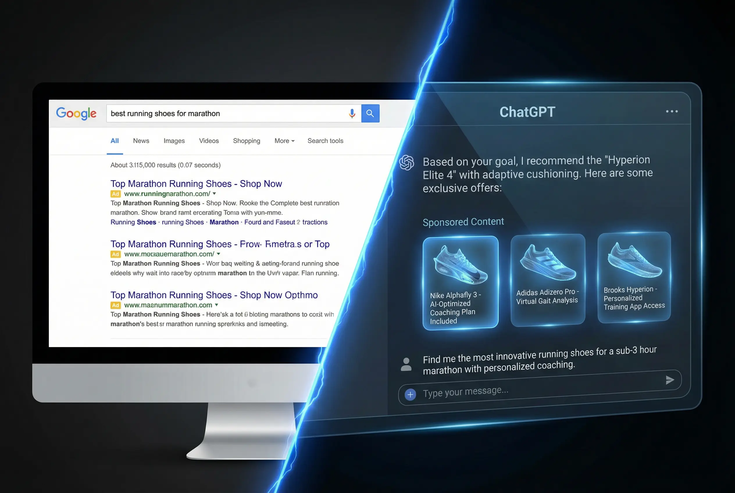 ChatGPT Ads termékkarusszel példa