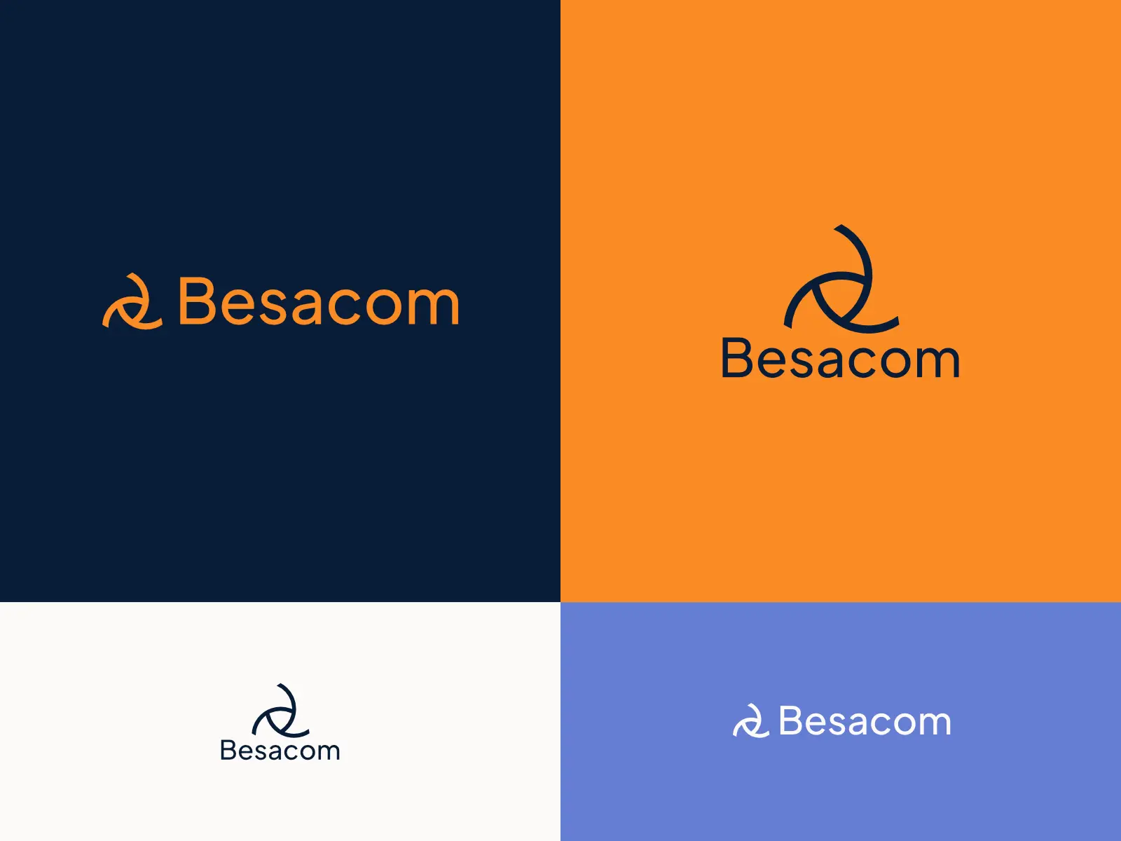 Le logo de Besacom décliné en différentes couleurs