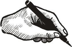 Une main qui tient un crayon