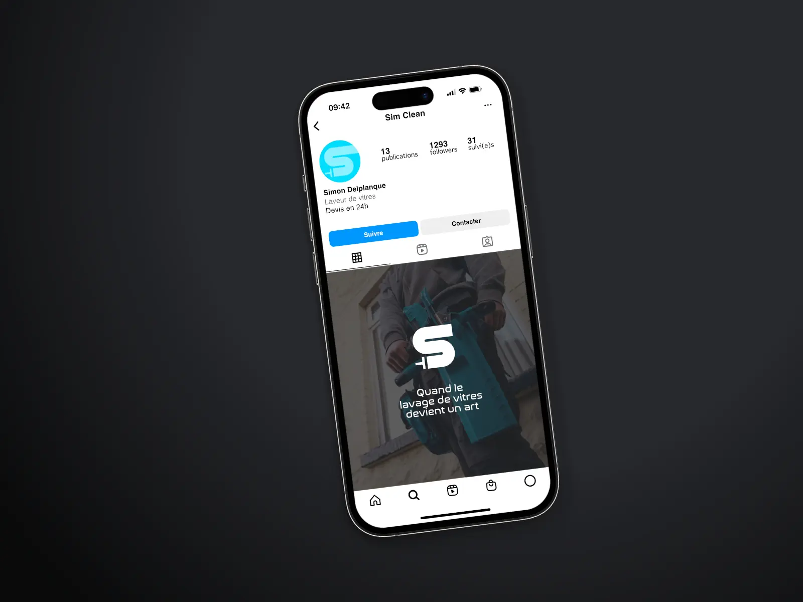 Modèle du logo Sim clean sur les réseaux sociaux