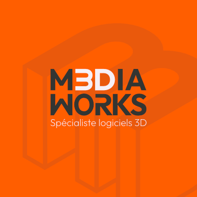 Logo moderne et pro pour l'entreprise Mediaworks, spécialiste en logiciels 3D