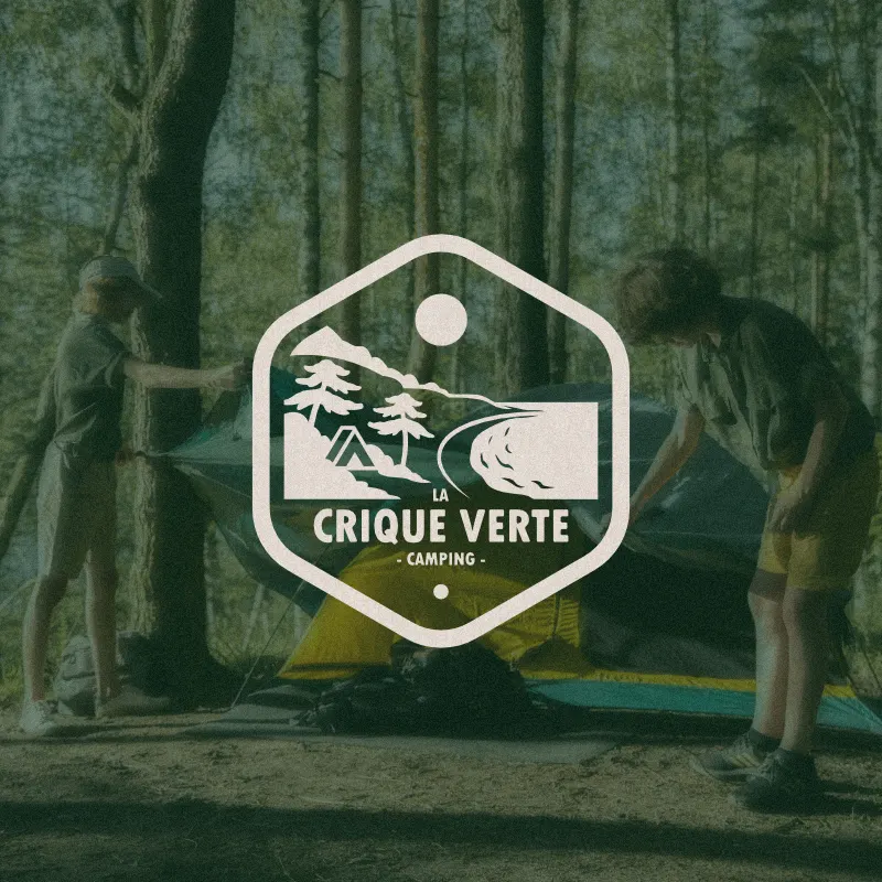 Badge pour un camping dans le style des parcs américains