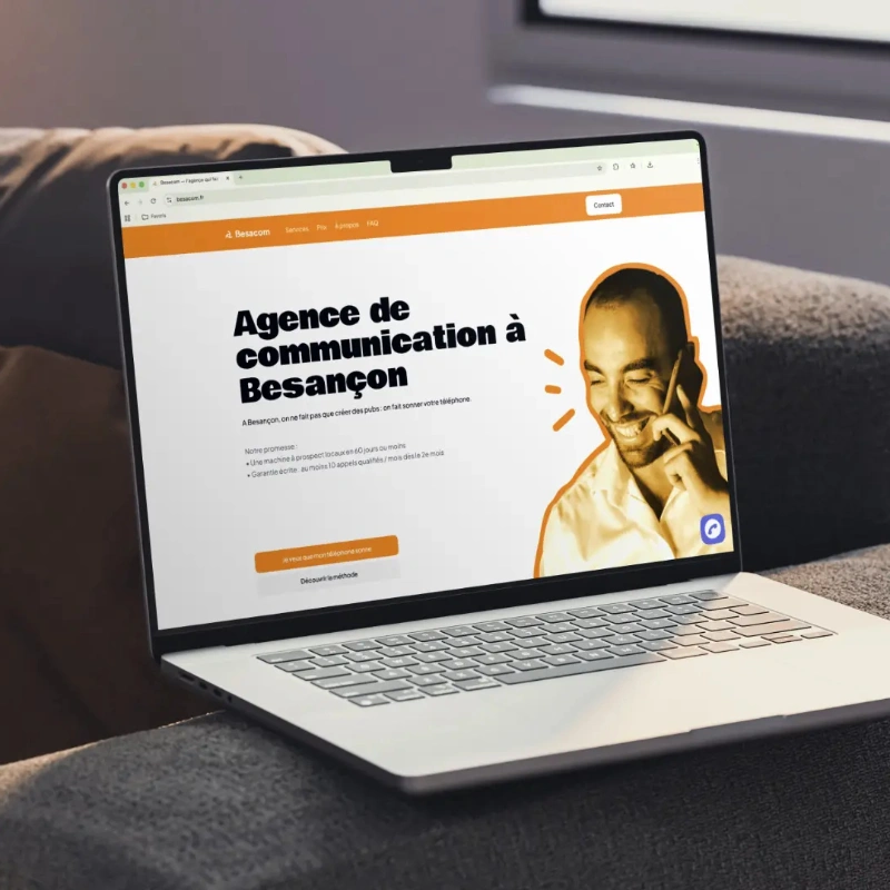 La page d'accueil de Besacom, un site internet pensé et créé par Vancop Studio