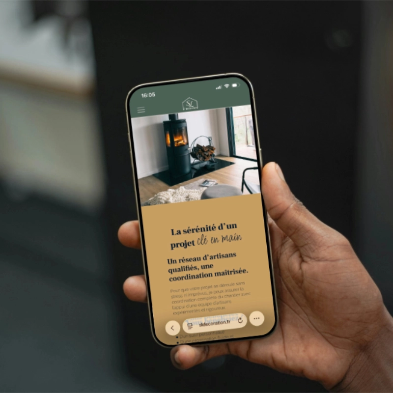 Page d'accueil du site SL Décoration, réalisé par Vancop studio