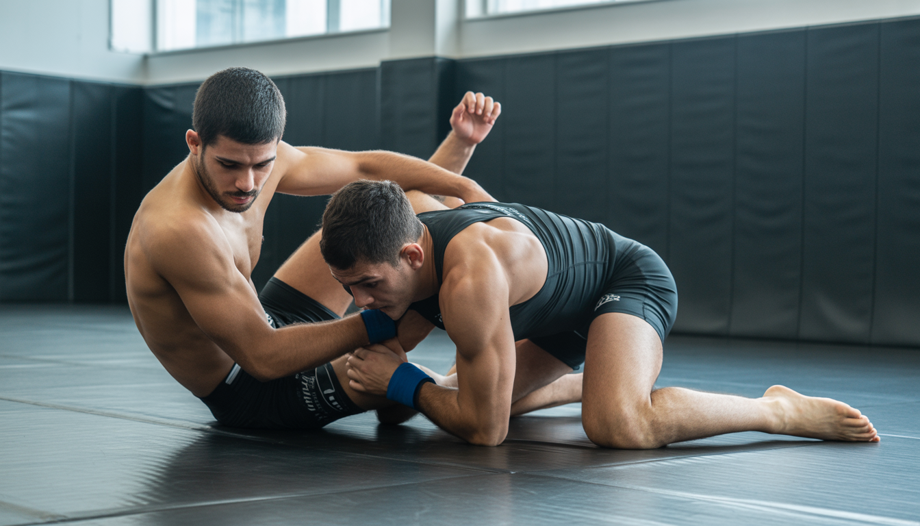 Athletes grappling during Luta Livre training at NRFight Club Paris