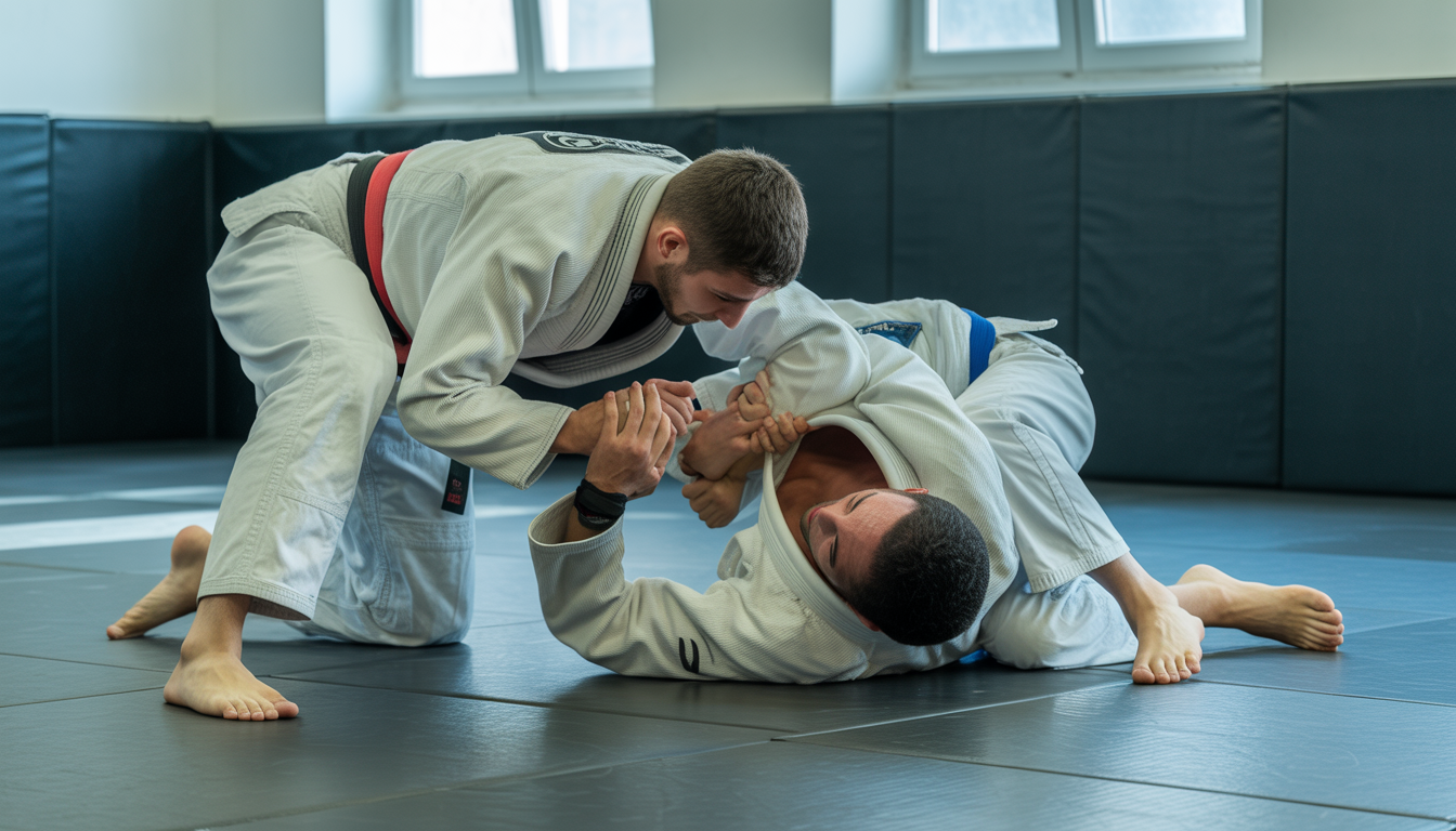 Pratiquants de Jiu-Jitsu s'affrontant sur des tatamis à Paris