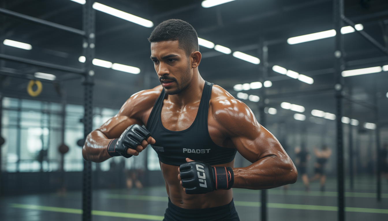 Homme musclé s'entraînant dans une salle de sport moderne à Paris