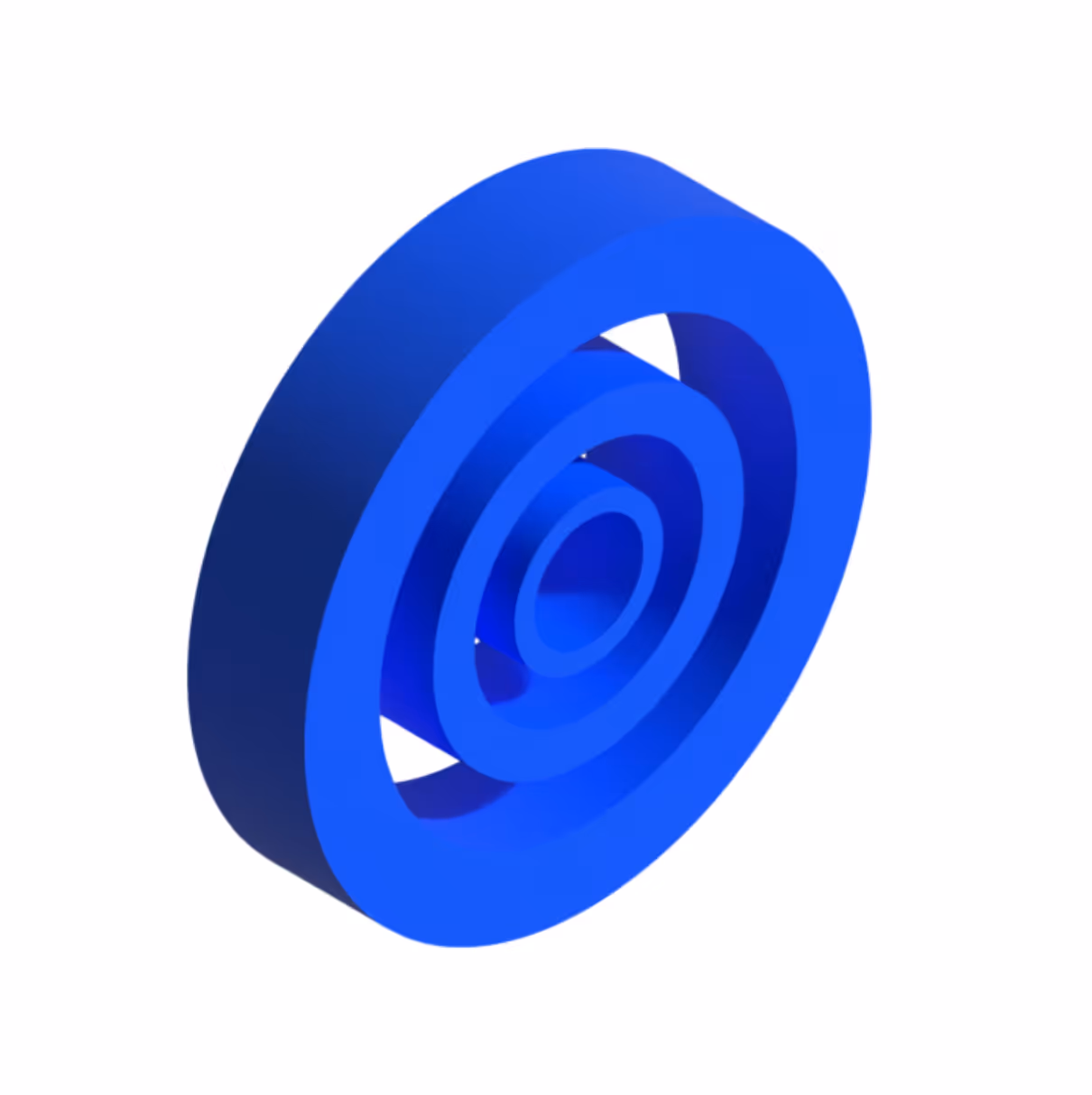3D blue concentric circular rings stacked inside each other at an angle.