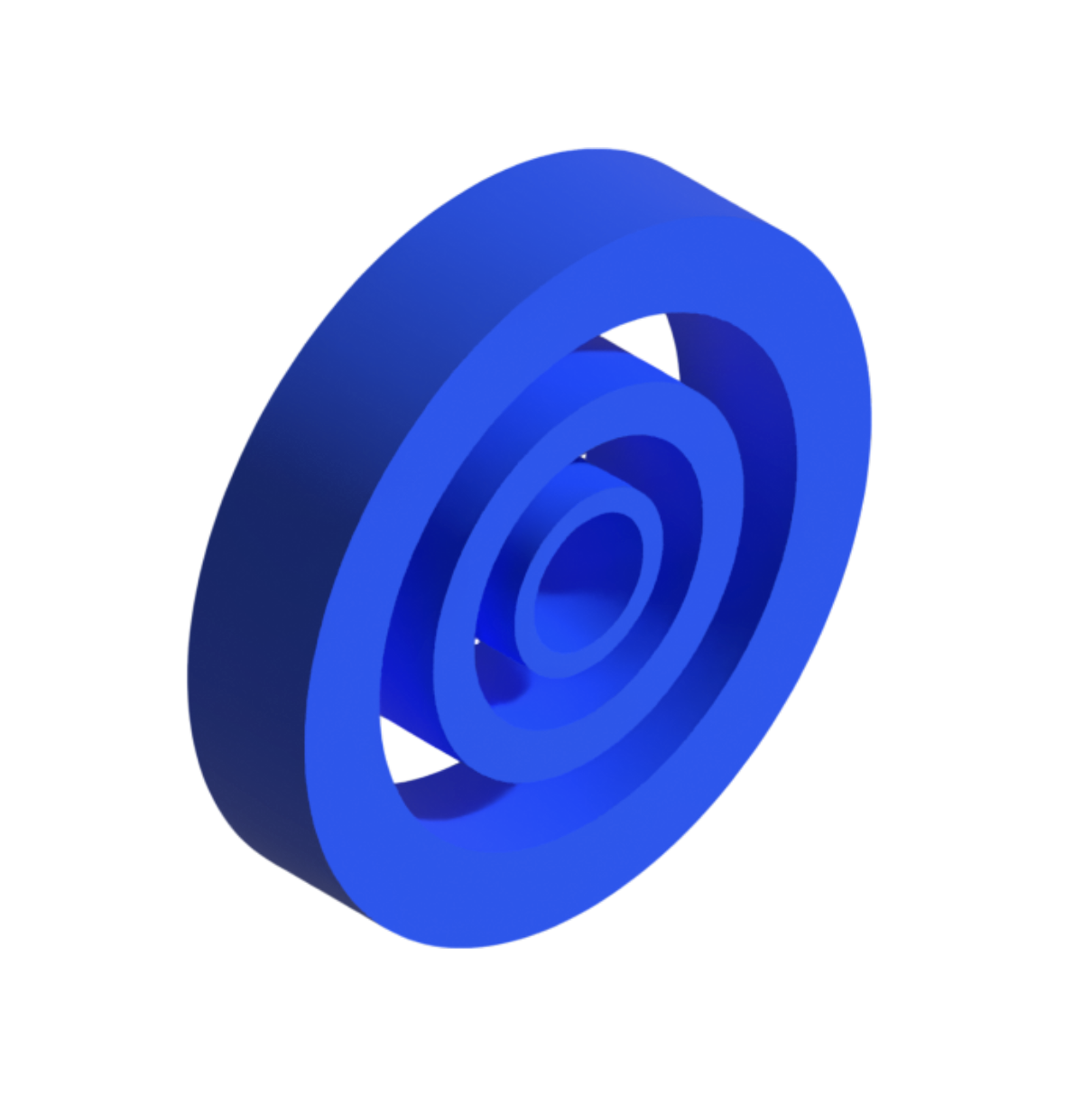 3D blue concentric circular rings stacked inside each other at an angle.