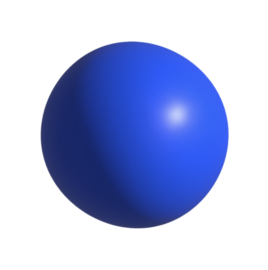 Glossy blue sphere with a bright reflective spot on a white background.