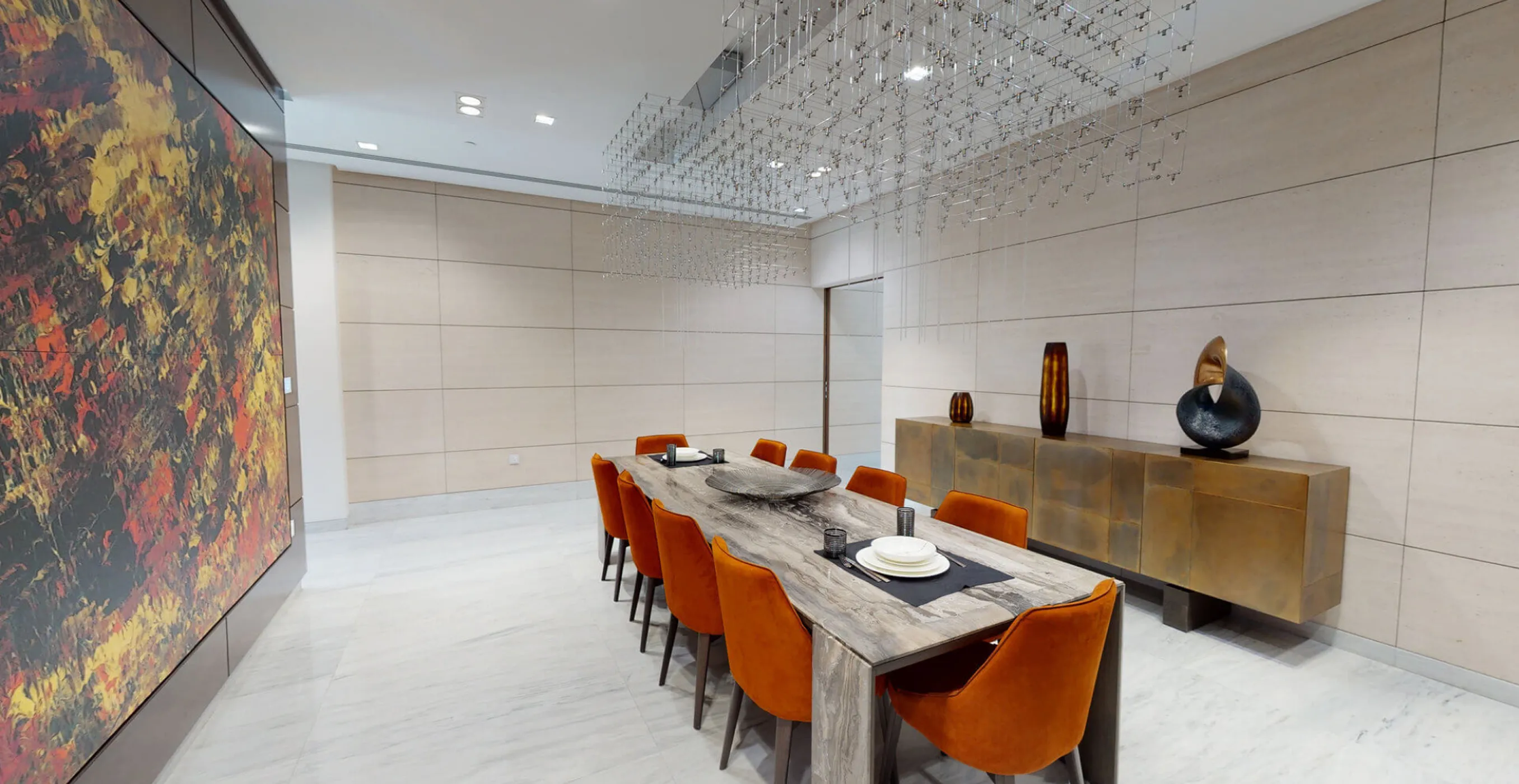Modern interior fit-out with bespoke joinery and custom furnishing in Dubai.