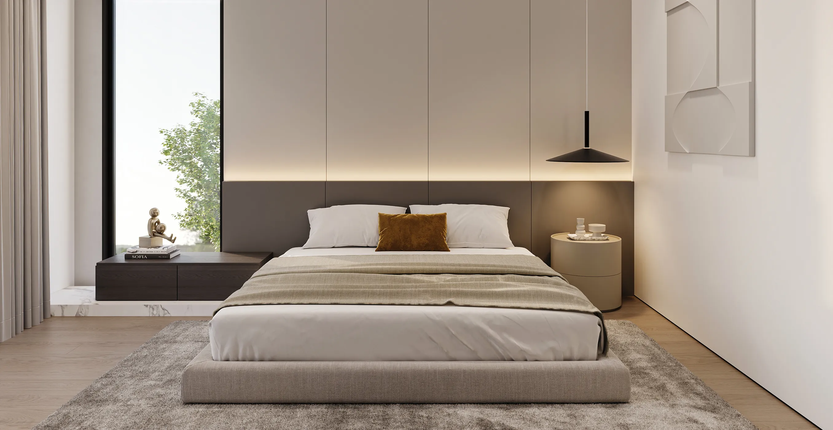 Luxury bedroom interior fit-out featuring custom-designed furnishings in Kampala.