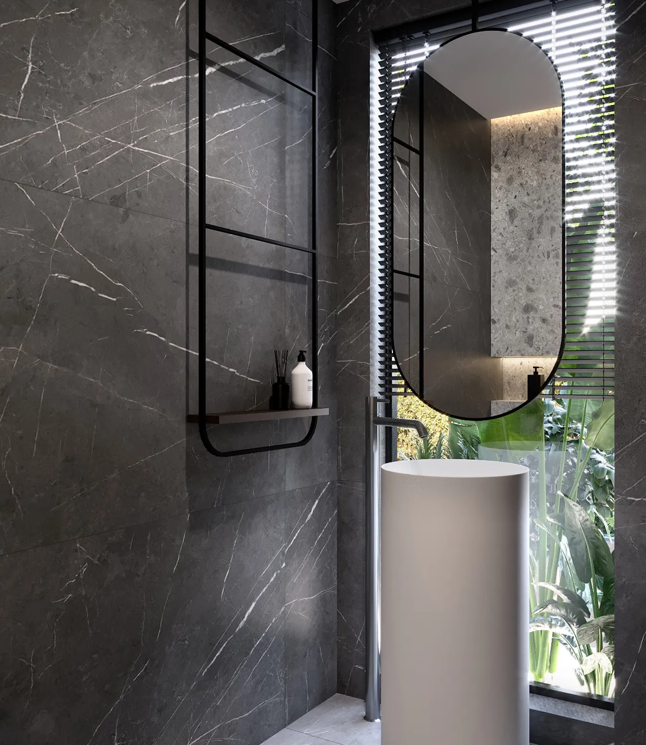 Luxury bathroom interior design featuring high-end finishes in a private villa in Kampala.